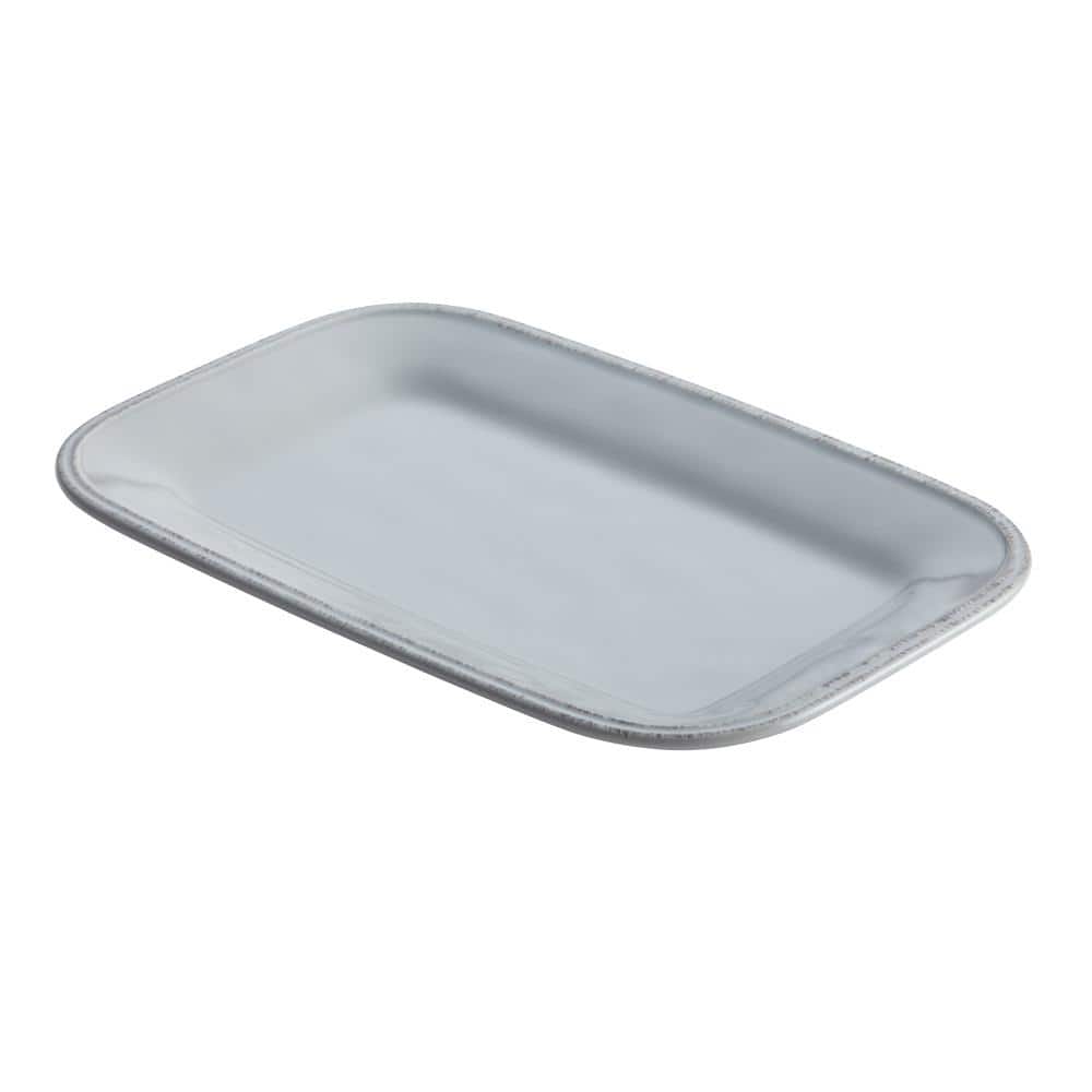 8 in. x 12 in. Sea Salt Gray Cucina Dinnerware Ceramic Rectangular Platter - Hercitys