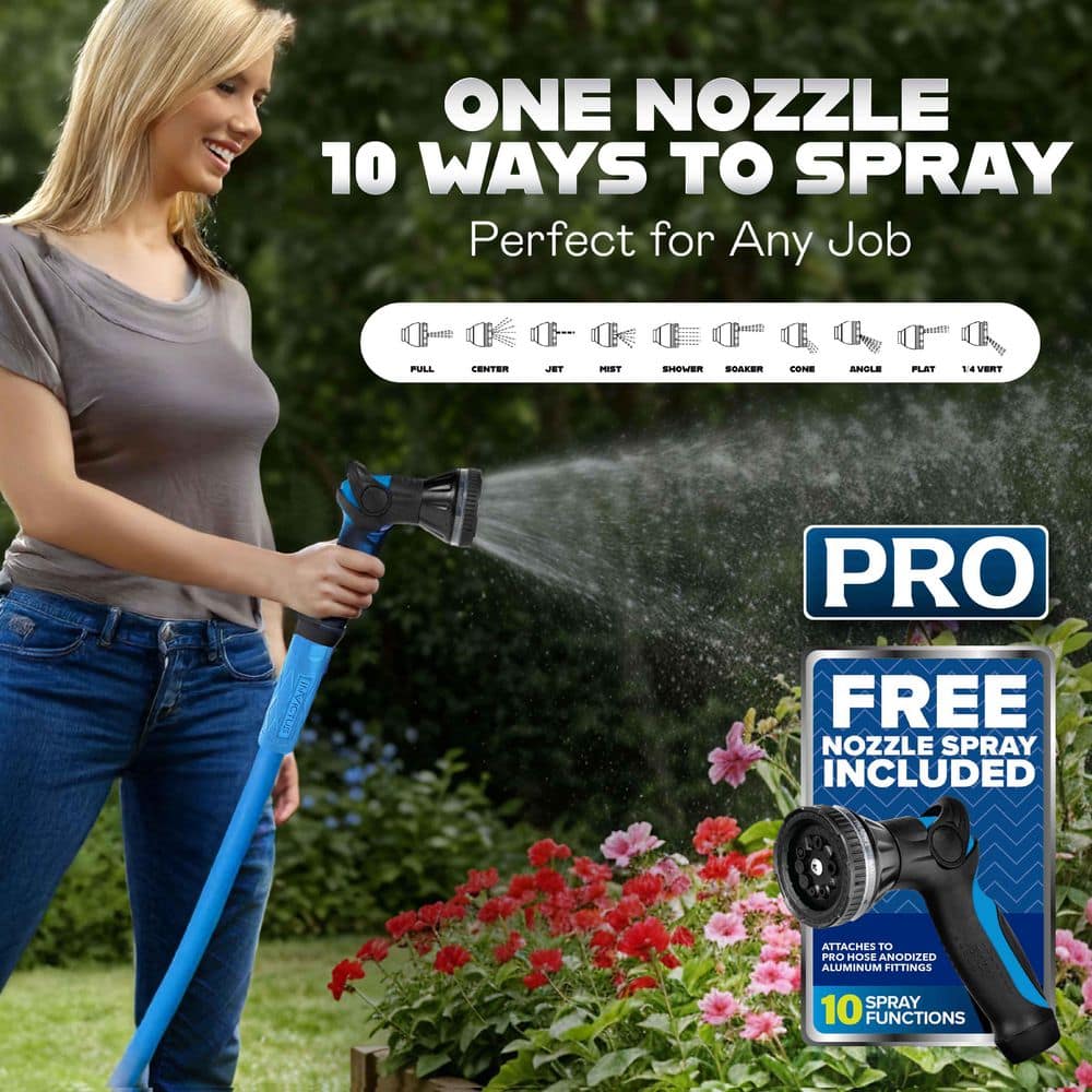 Professional 5/8 in. Outer Dia x 50 ft. Reinforced Polymer 400PSI Hard Anodized Fitting Kink Resistant Garden Hose - Hercitys