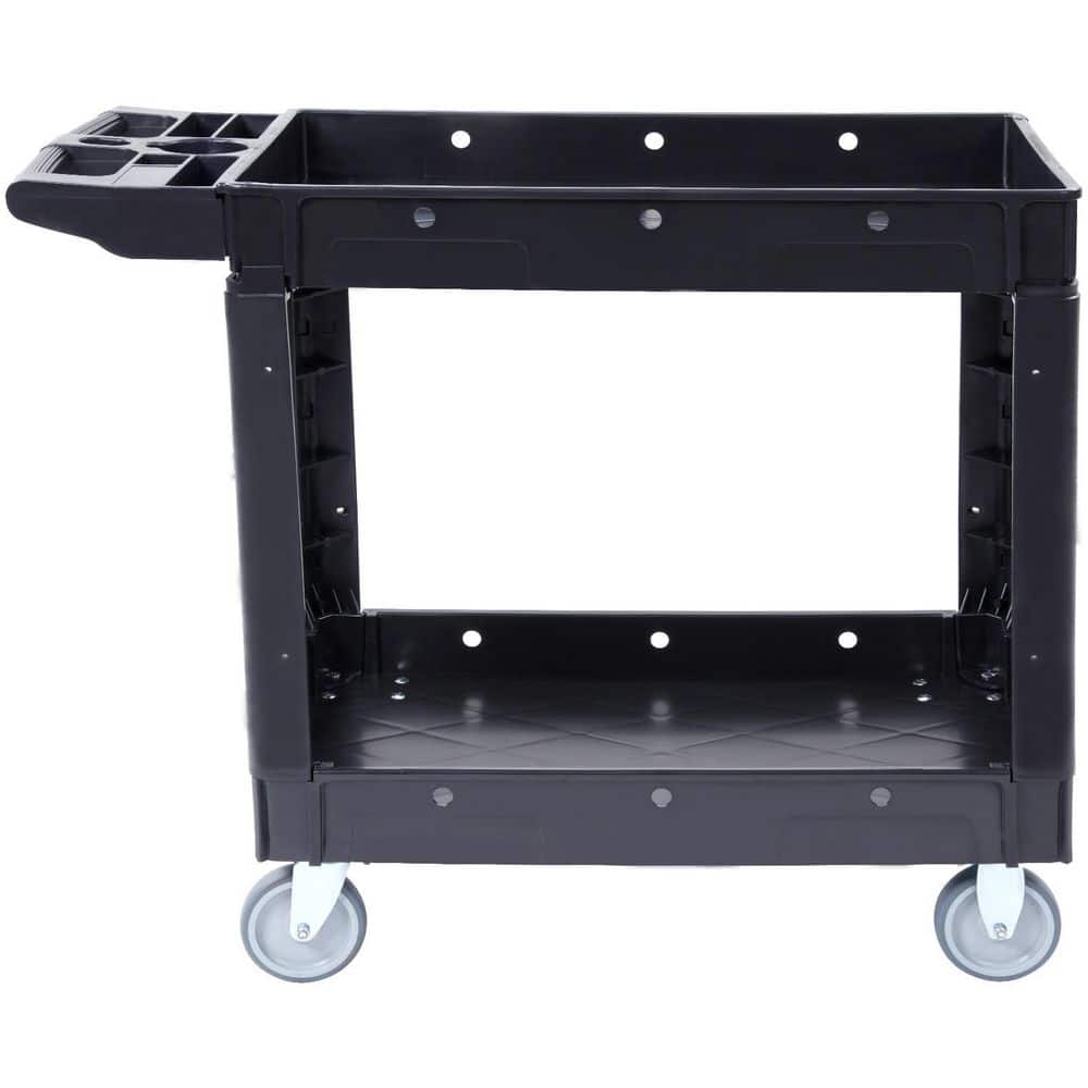 Utility Service Cart, 2 Shelf 550 lbs. Heavy Duty Plastic Rolling Utility Cart with 360° Swivel Wheels, Medium Shelf - Hercitys