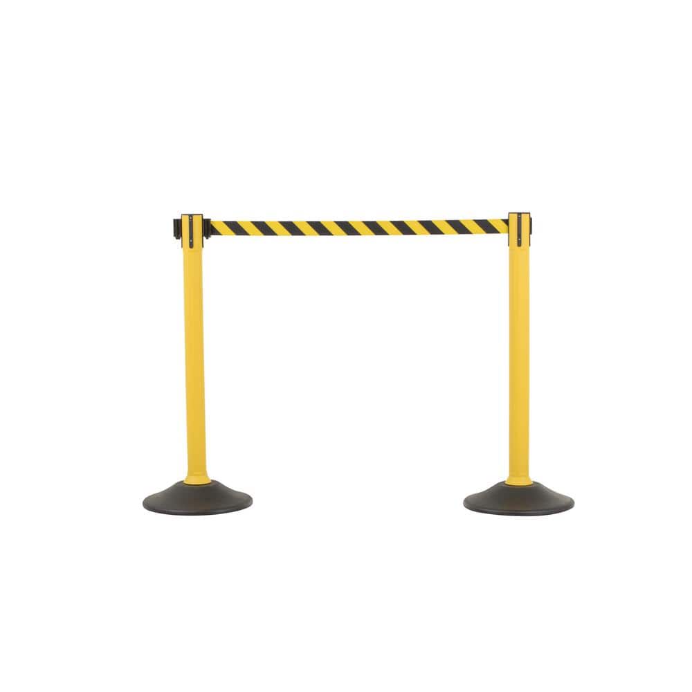 US Weight Sentinel Yellow Stanchion with 6.5 ft. Chevron Yellow/Black Retractable Belt (2-Pack) - Hercitys