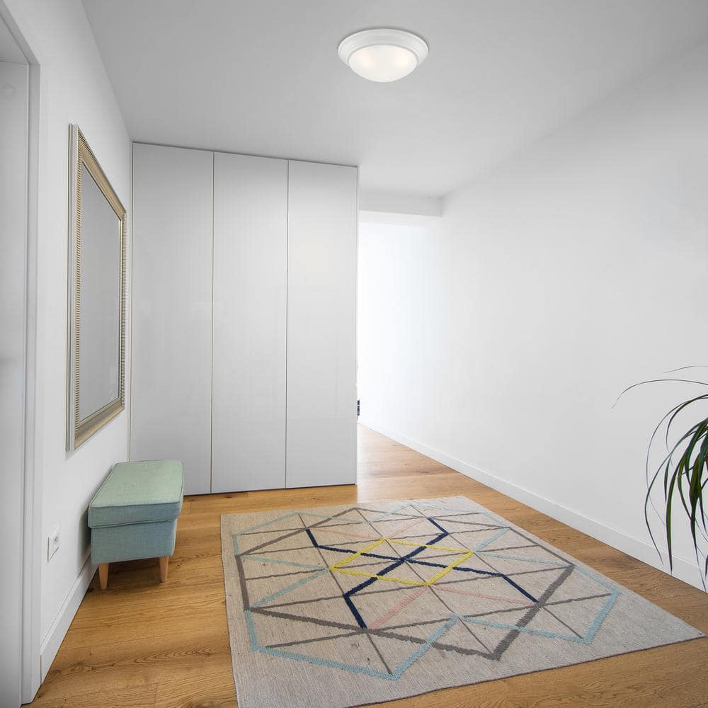 Tap 16.75 in. Transitional Matte White Medium-Base (E26) Bulb Flush Mount for Kitchens - Hercitys