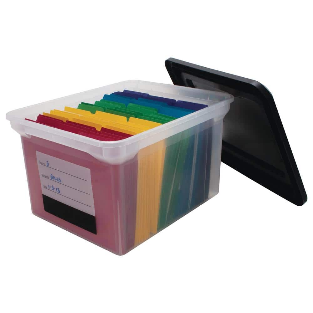 8 Gal. Storage Bin with Contents Label and Lid in Clear - Hercitys