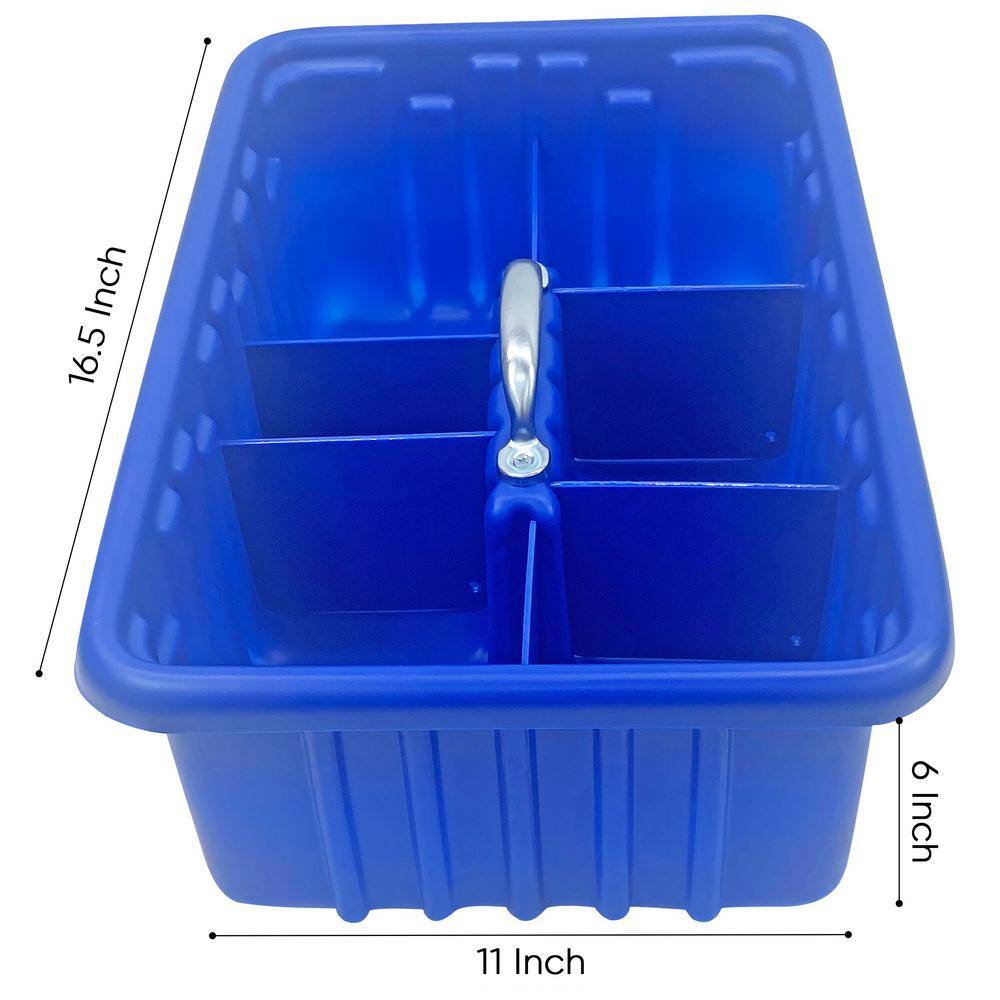 Professional Grade 19 in. Blue PolyethyleneTote Tray with 6-Dividers - Hercitys