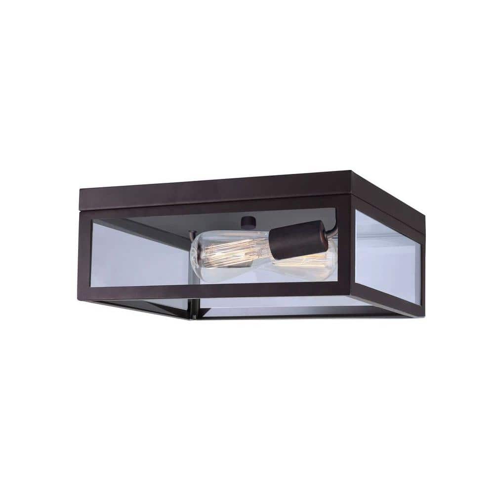 Rae 2-Light Oil Rubbed Bronze Flush Mount with Clear Glass - Hercitys