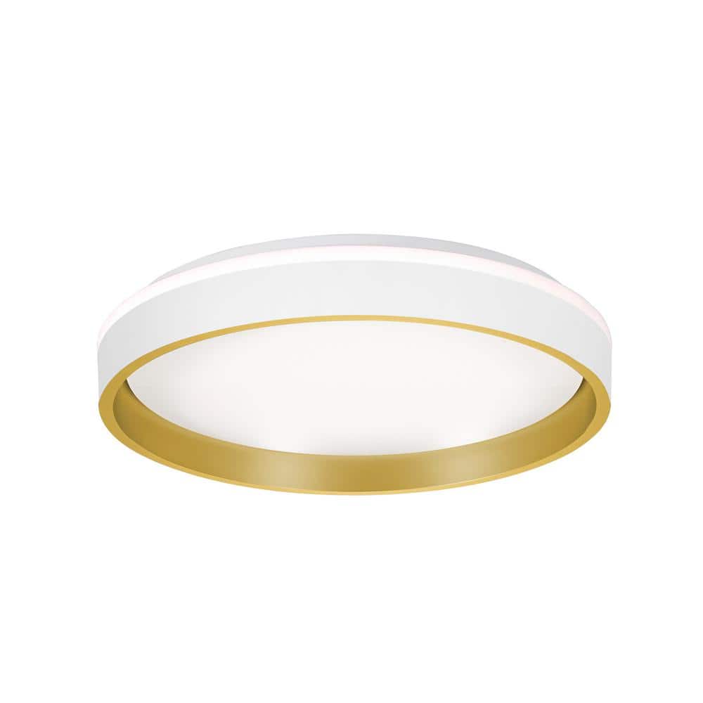 Rana 16 in. 100-Watt Contemporary White Integrated LED Flush Mount with Frosted Glass White Frosted Clear Shade - Hercitys