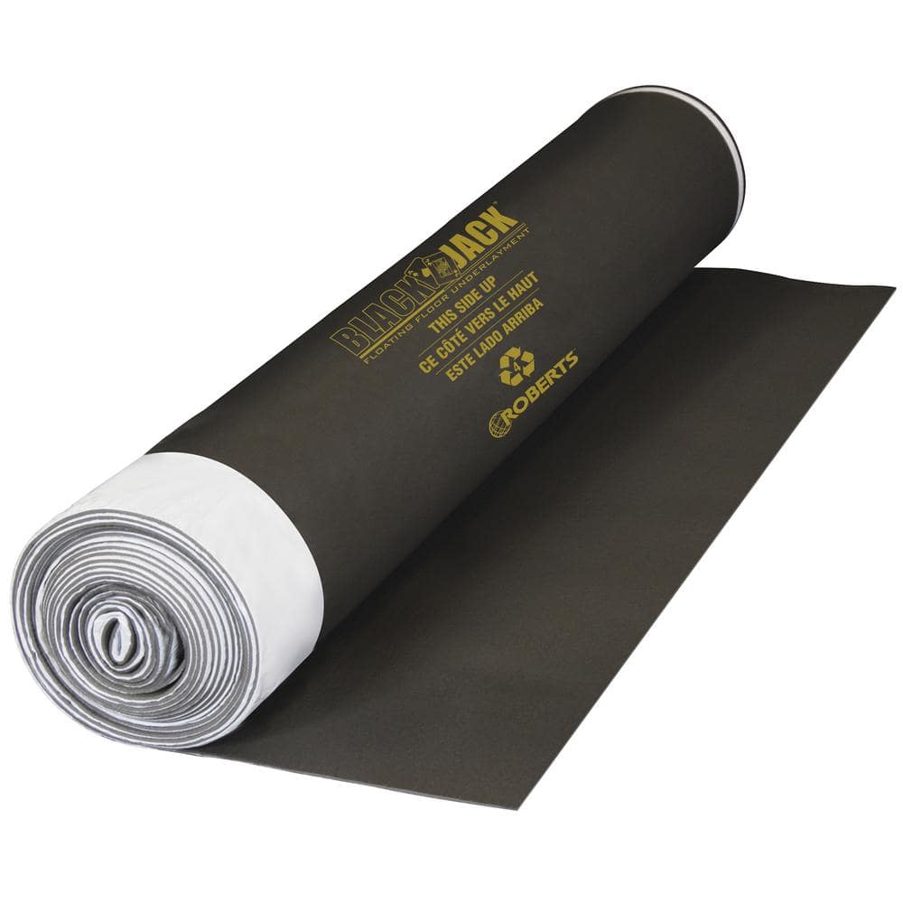 Black Jack 100 sq. ft. 28 ft. x 43 in. x 2.5 mm Premium 2-in-1 Underlayment for Laminate and Engineered Wood Floors - Hercitys
