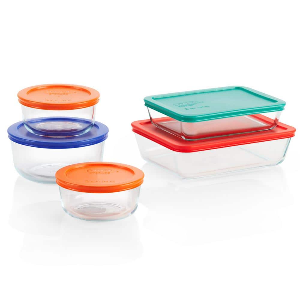 Simply Store 10 Piece Glass Storage Bakeware Set with Assorted Colored Lids - Hercitys