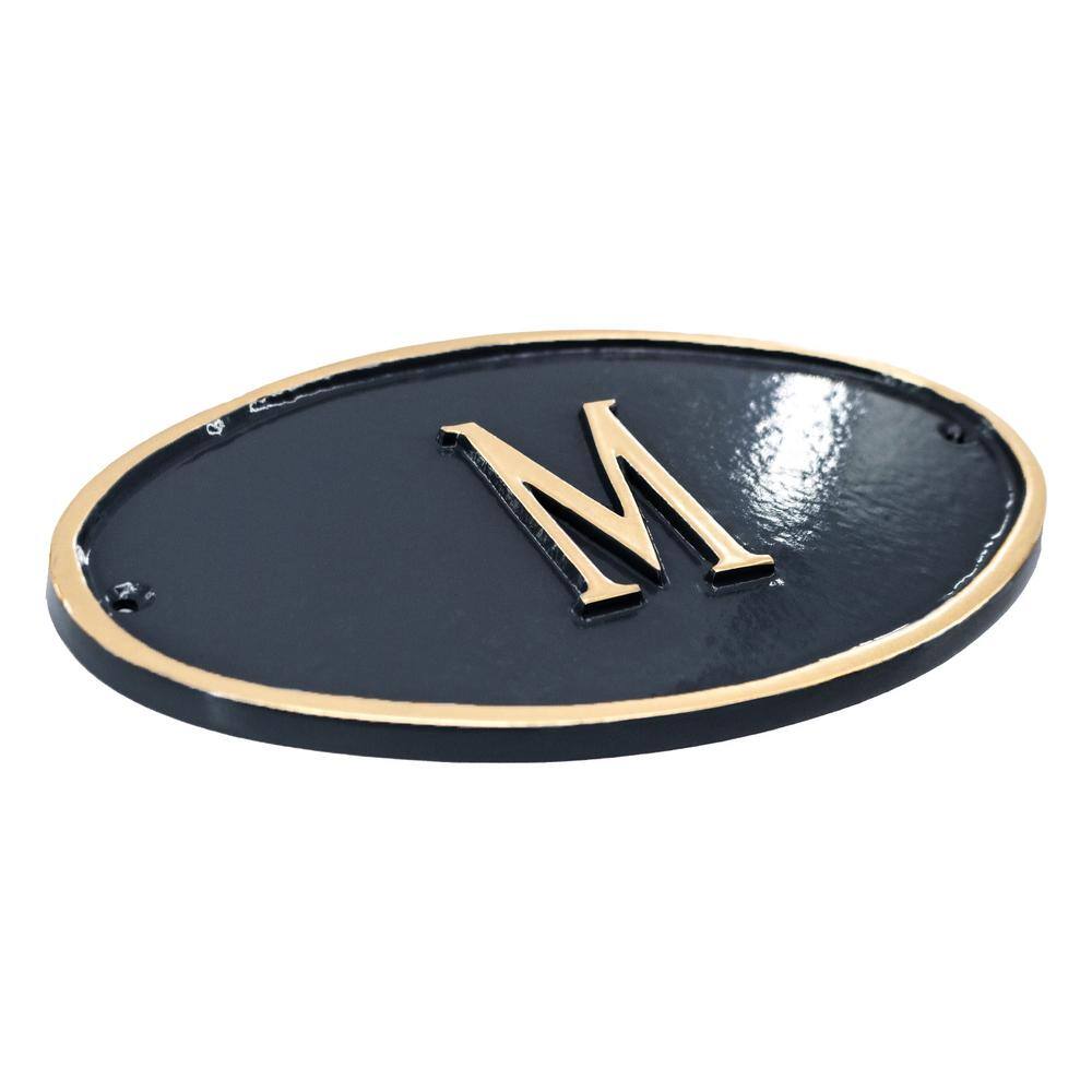 M Restroom Petite Oval Statement Plaque Black/Gold - Hercitys