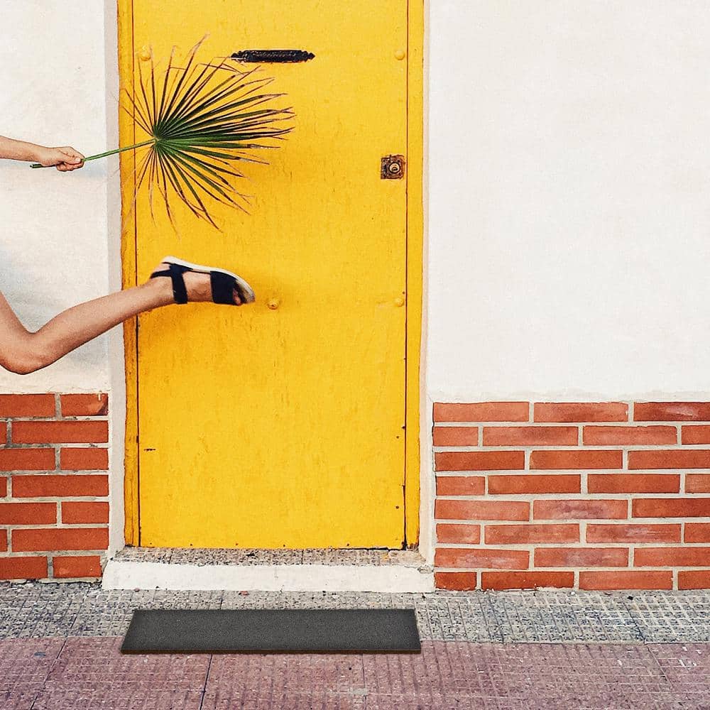 Evideco 30 in. x 10 in. Grey Sheltered Large Front Door Mat Coir Coco Fibers - Hercitys