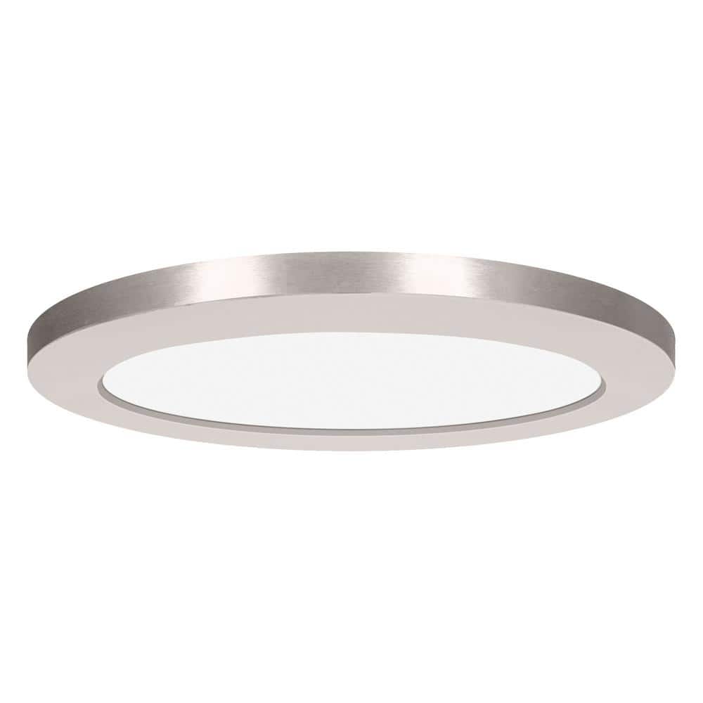 ModPLUS 12-Watt 7 in. Round Brushed Steel Integrated LED Flush Mount - Hercitys