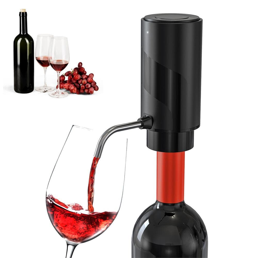 Black Plastic Electric Wine Aerator Pourer with USB Rechargeable, Automatic Wine Bottle Dispenser and Wine Decanter - Hercitys