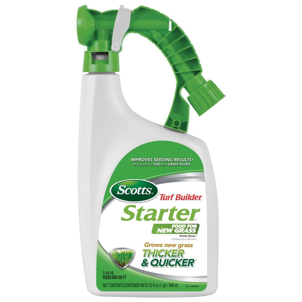 Turf Builder Starter Food for New Grass Ready-Spray 32 oz. 600 sq. ft. Use on Newly Seeded Lawns, For All Grass Types - Hercitys