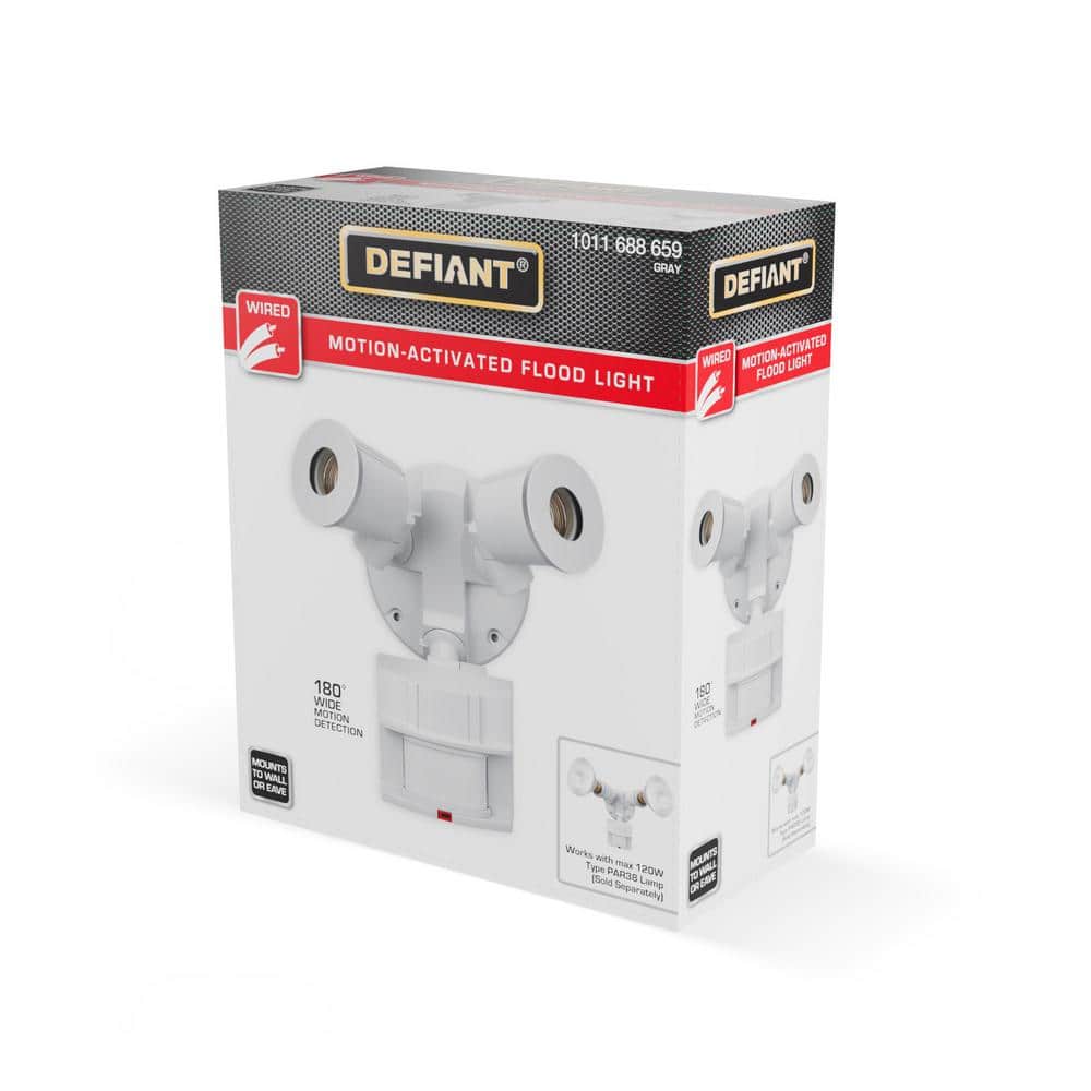 PAR 180° Adjustable Gray 2-Head Motion Sensor Security Weather Resistant Flood Light, 240W, 70 ft. Detection Range - Hercitys