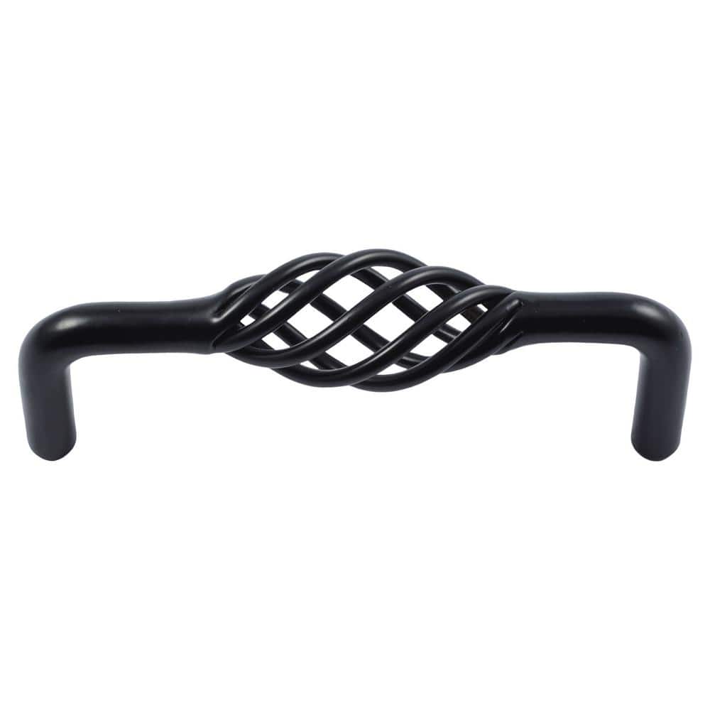 Stockbridge 3-3/4 in. Center-to-Center Matte Black Birdcage Cabinet Pull (10-Pack) - Hercitys