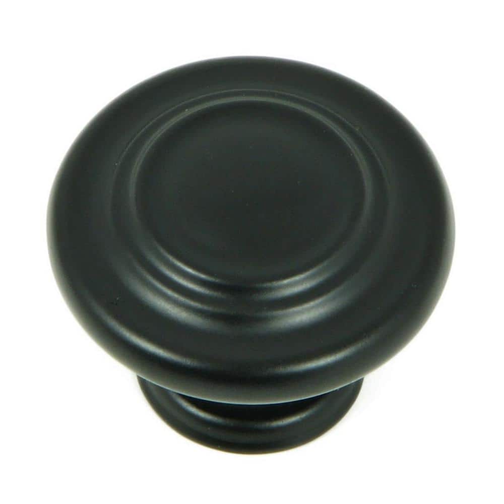 Three-Ring 1-1/4 in. Matte Black Round Cabinet Knob (25-Pack) - Hercitys