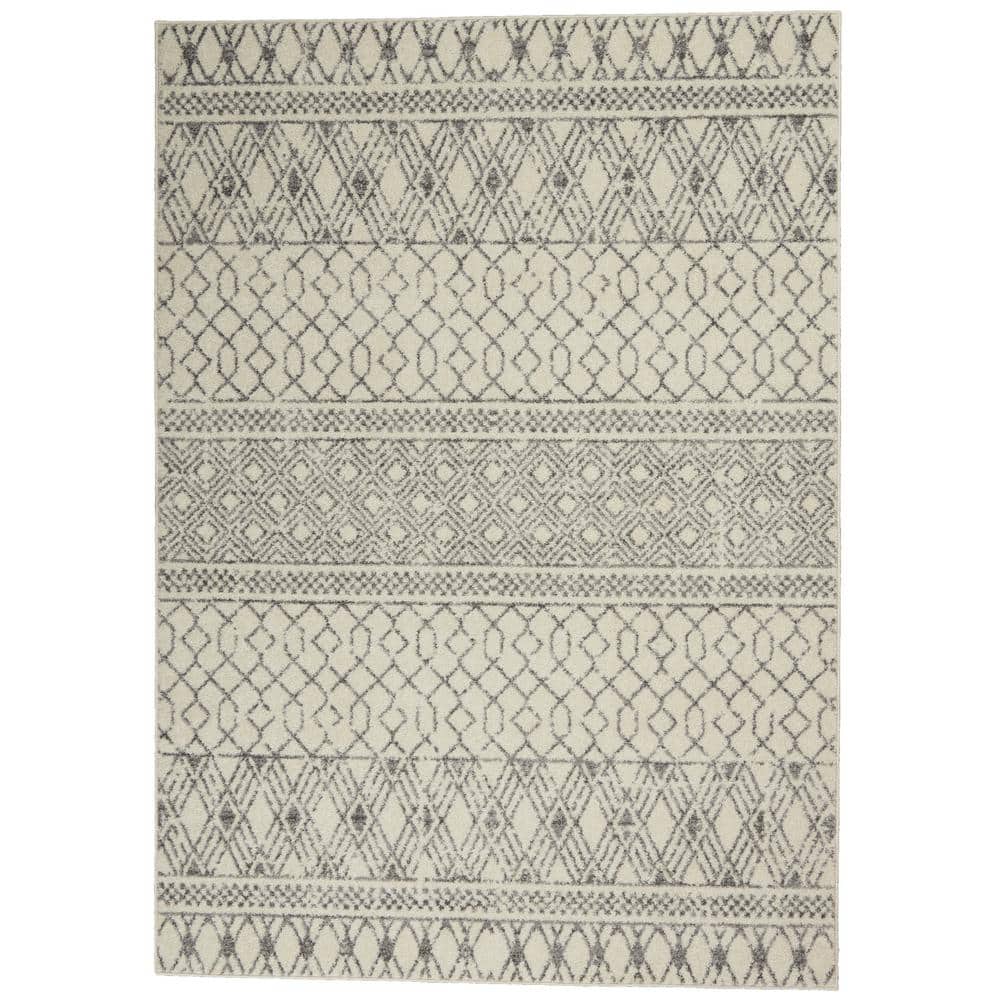 Passion Ivory/Grey 5 ft. x 7 ft. Geometric Transitional Area Rug - Hercitys