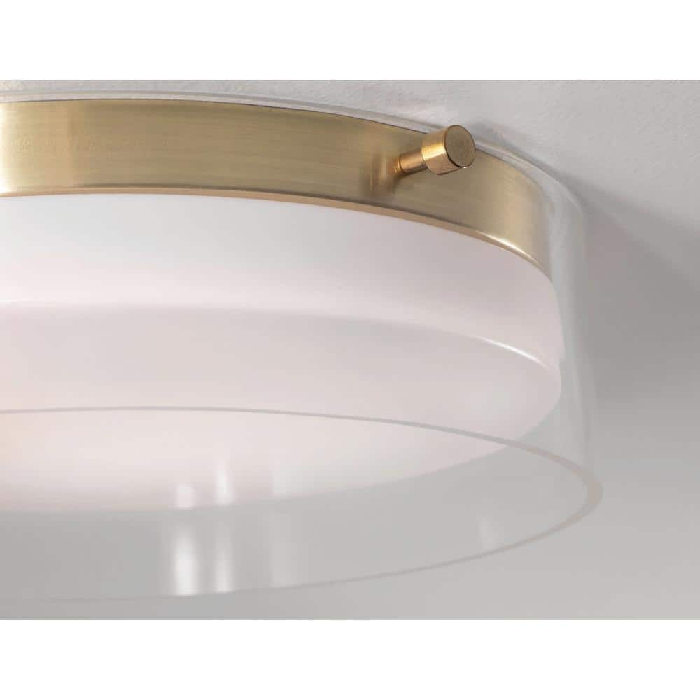 Studio 15.5 in. 25-Watt Brass Integrated LED Flush Mount with Clear Acrylic Shade - Hercitys