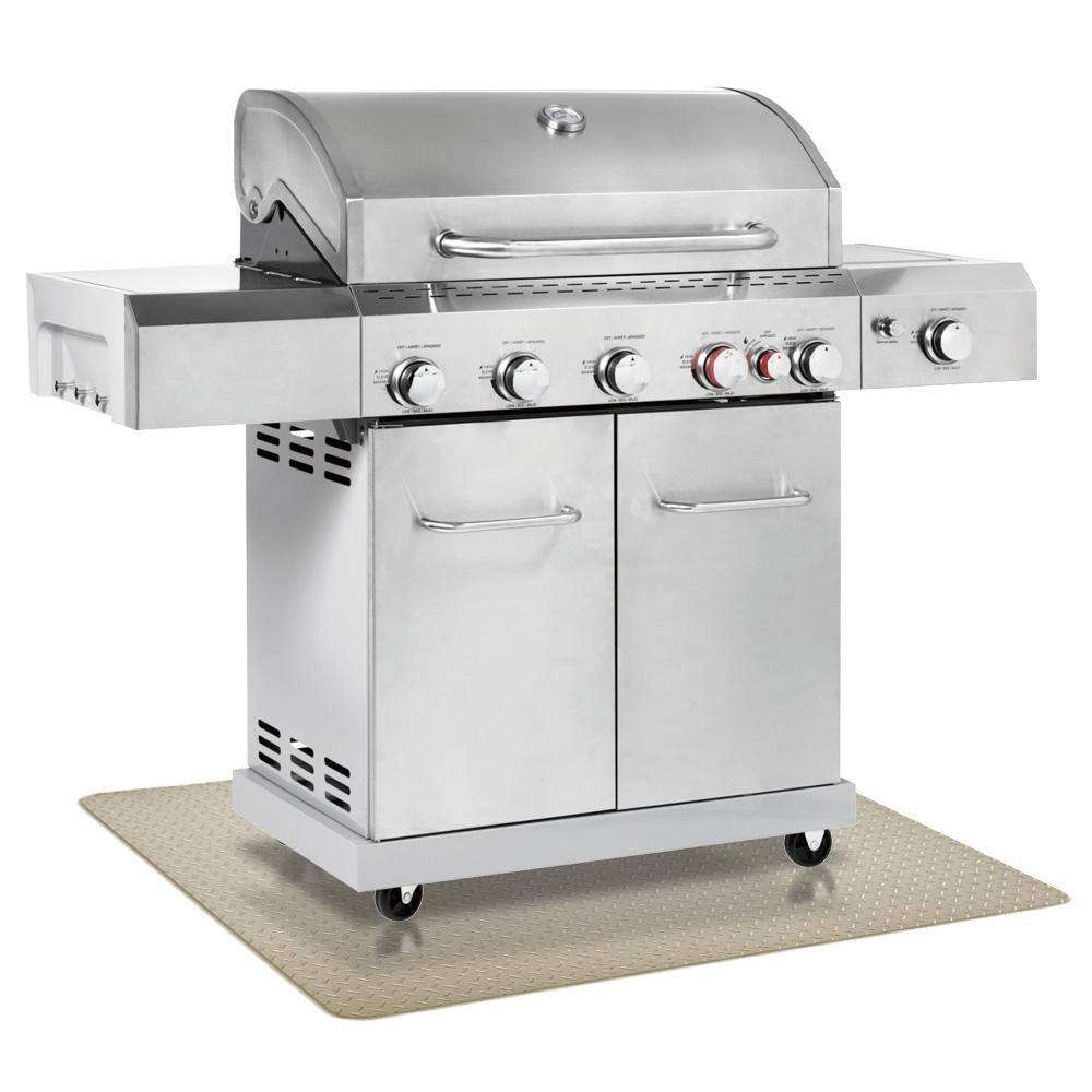 Grill and Garage Mat Diamond Plate Sandstone 57 in. x 47 in. - Hercitys