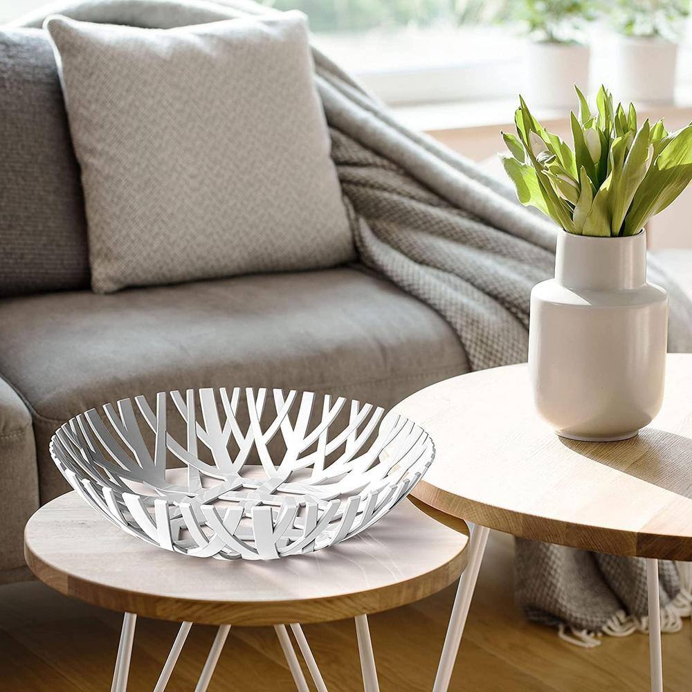 Modern Centerpiece Fruit Bowl for Kitchen Counter, High-end Look in White - Hercitys