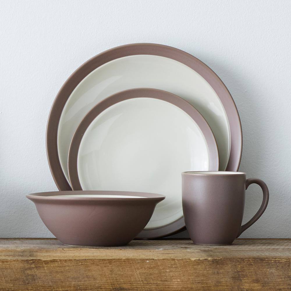 Colorwave Clay 11 in. (Tan) Stoneware Curve Dinner Plates, (Set of 4) - Hercitys
