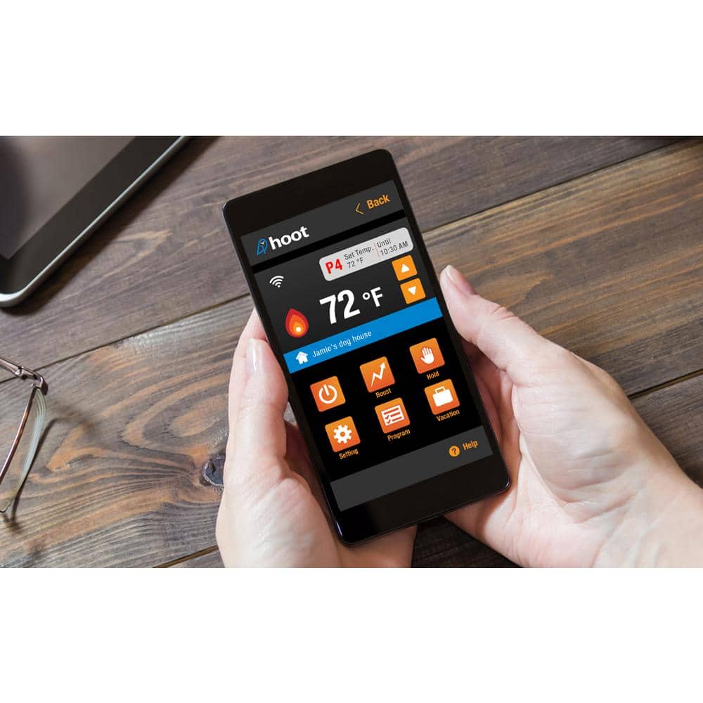 Hoot WiFi Line Voltage Programmable Thermostat, 120/208/240V, Single Pole - Hercitys