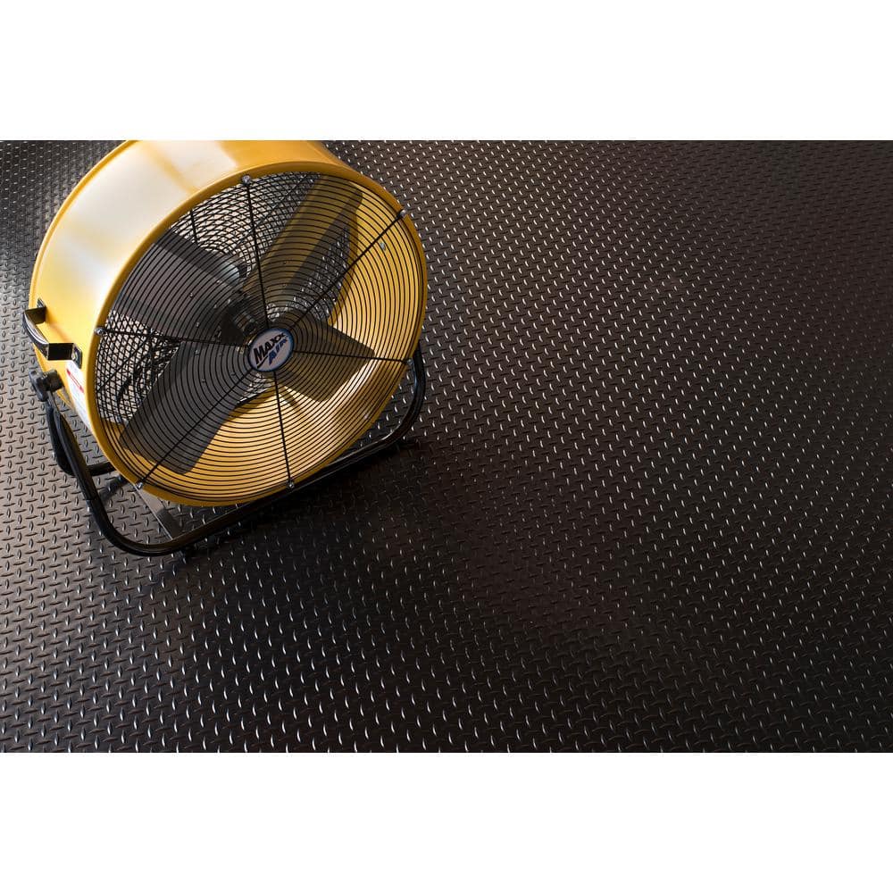 Diamond Tread 5 ft. x 10 ft. Midnight Black Commercial Grade Vinyl Garage Flooring Cover and Protector - Hercitys