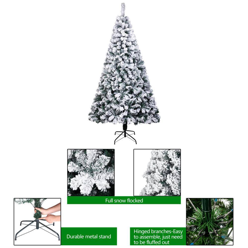 7 ft. Unlit Flocked Artificial Christmas Tree with 1300 Tips - Hercitys