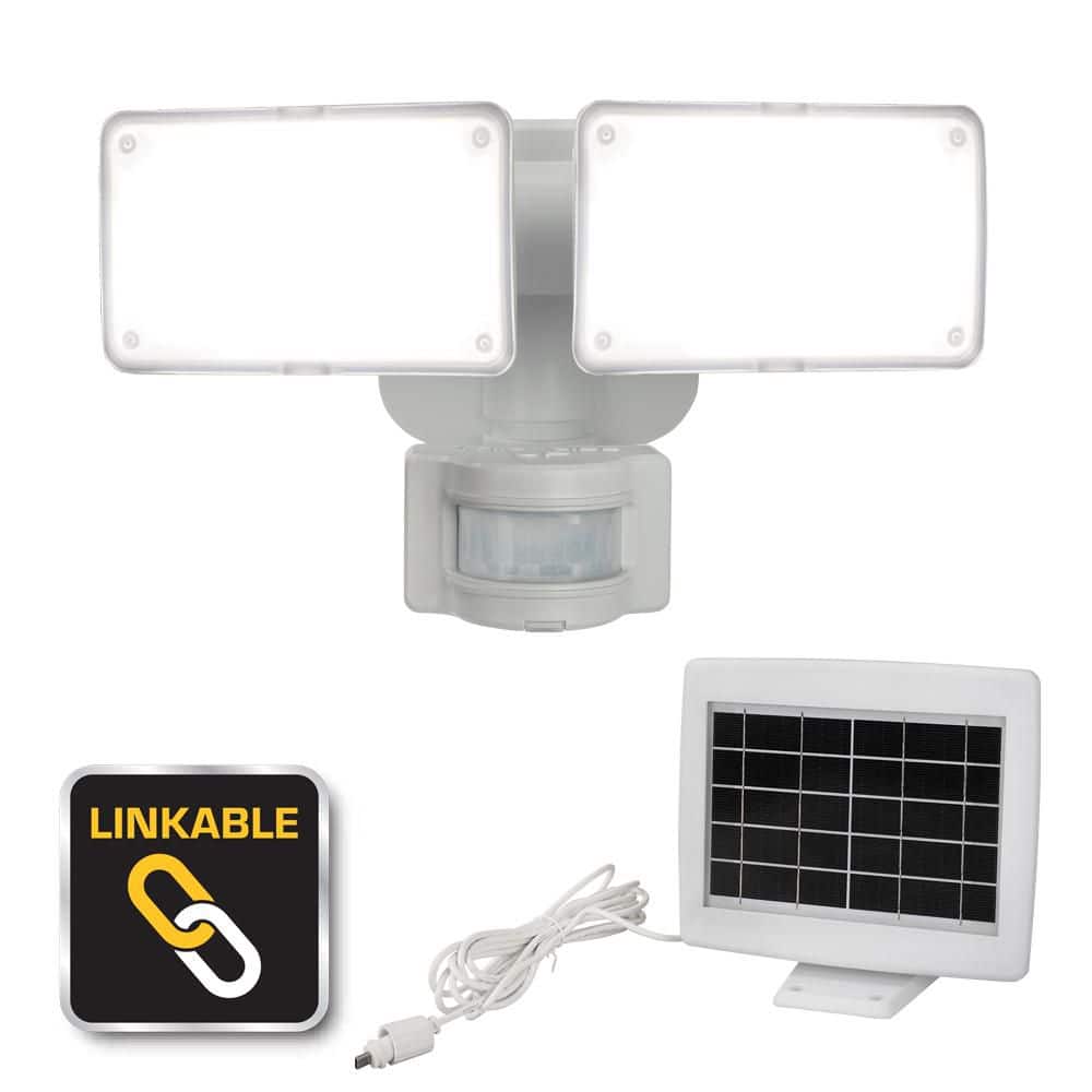 Linkable 1000 Lumen 180° White Motion Sensing 2-Head Integrated LED Flood Light - Hercitys