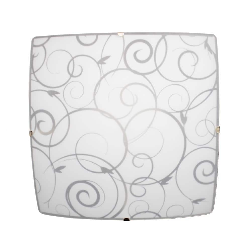 Scroll Swirl Design 1-Light White Ceiling Square Flush Mount - Hercitys