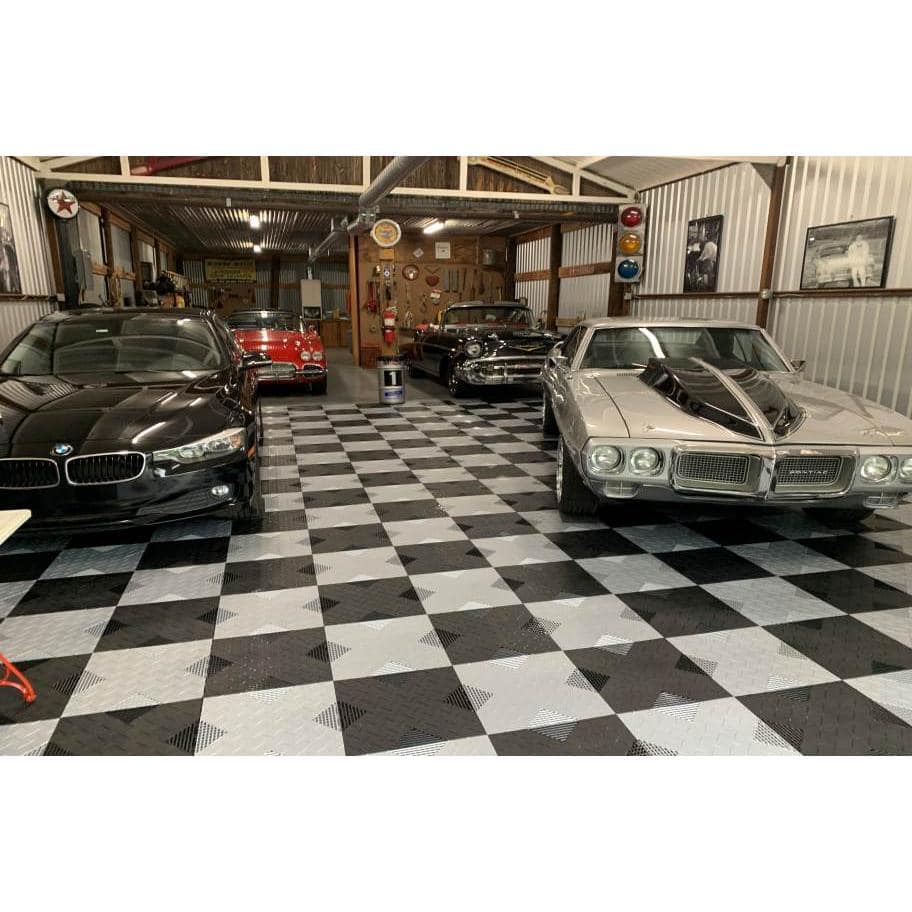 Hybrid x Black Vented Diamond 17 in. W x 17 in. L x .65 in. T Garage Tiles (10 Tiles/20 sq. ft.) - Hercitys