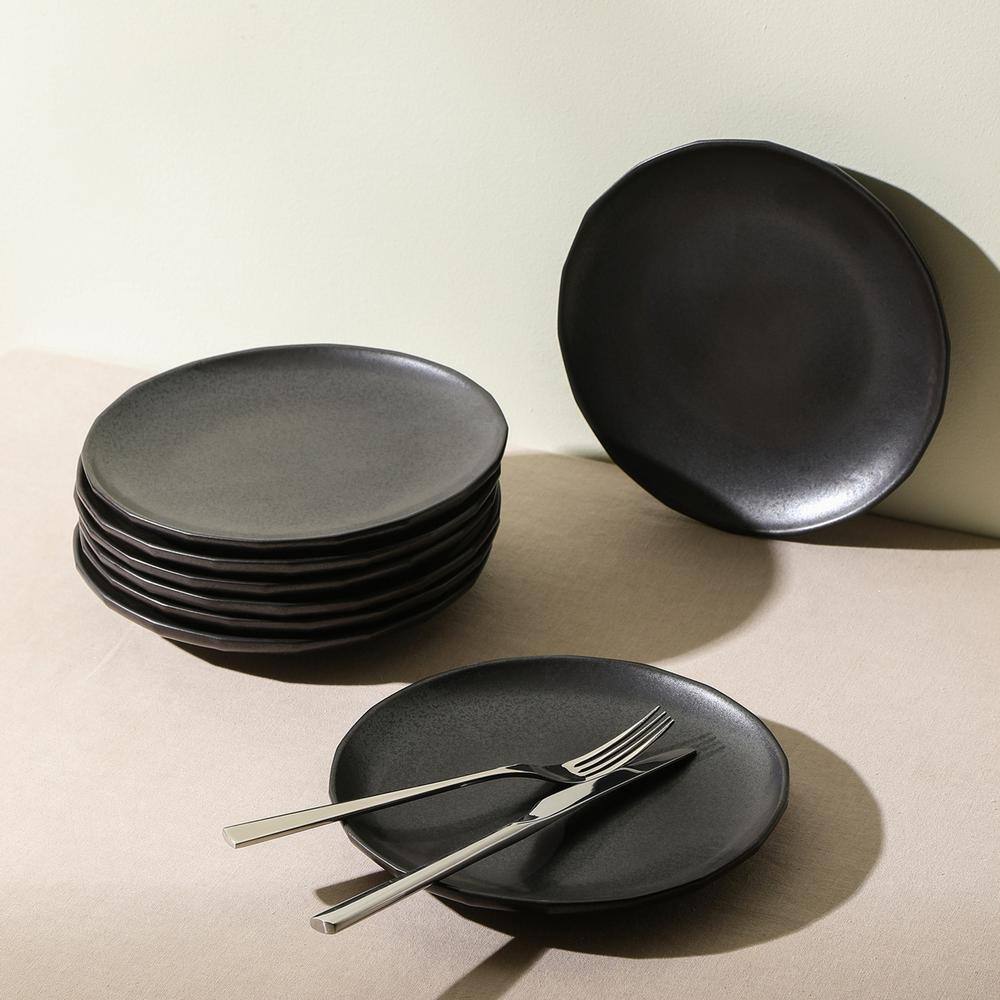 Rio 4-Piece Black Stoneware Dinner Plate Set (Service for 4) - Hercitys