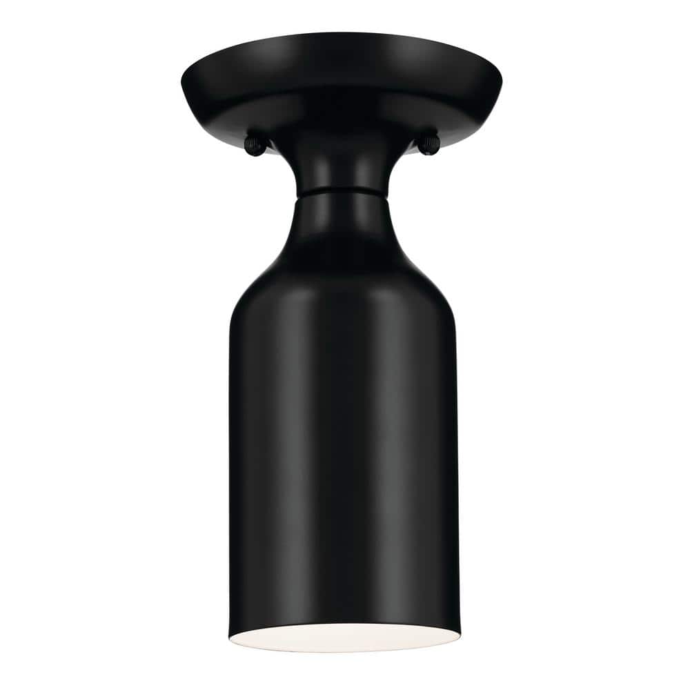 Sisu 5 in. 1-Light Black Hallway Modern Semi-Flush Mount Ceiling Light - Hercitys