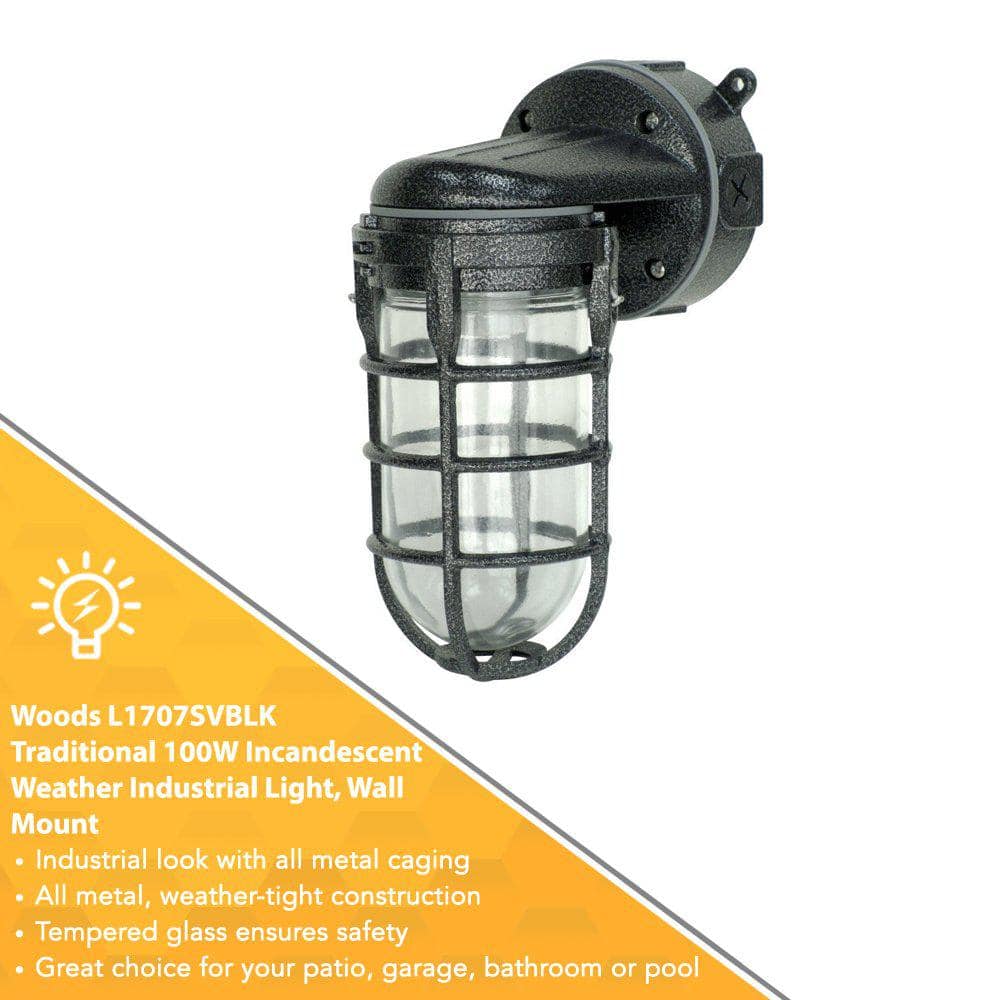 Industrial 1-Light Hammered Black Outdoor Weather Tight Flushmount Wall Light Fixture - Hercitys