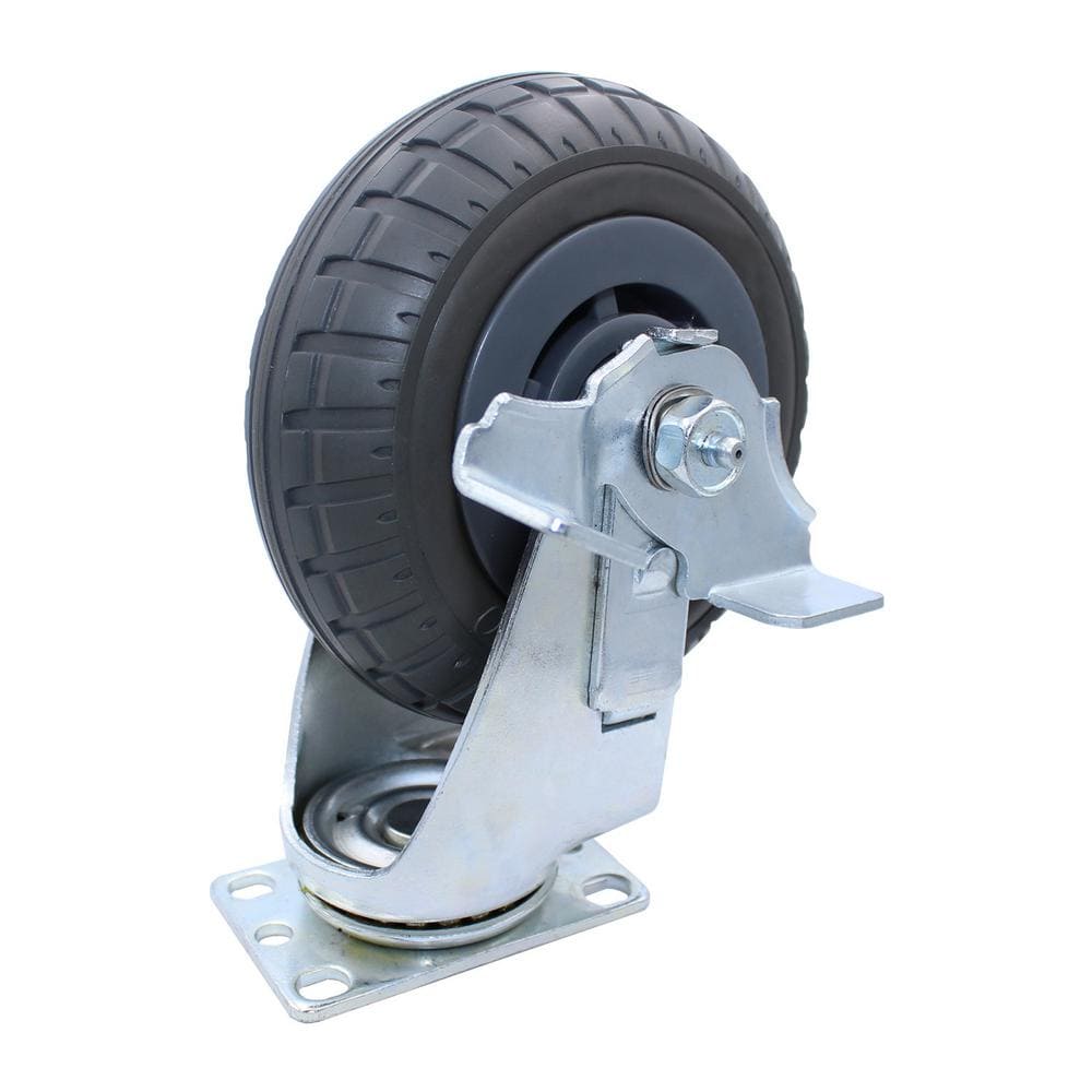 6 in. Extreme-Duty Synthetic Rubber Swivel Caster with Brake, 400 lbs. Load Rating - Hercitys