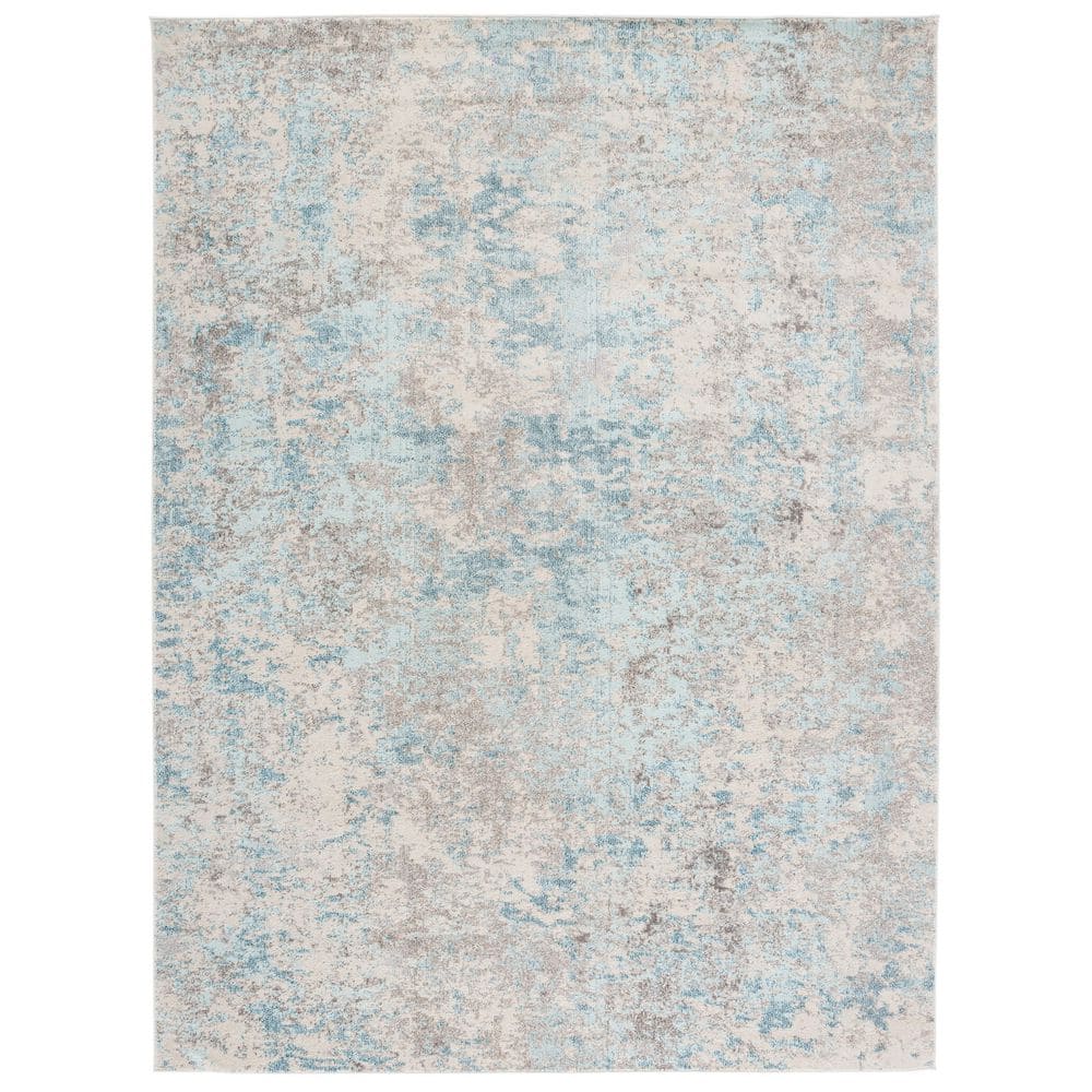 Madison Ivory/Teal 9 ft. x 12 ft. Geometric Abstract Area Rug - Hercitys