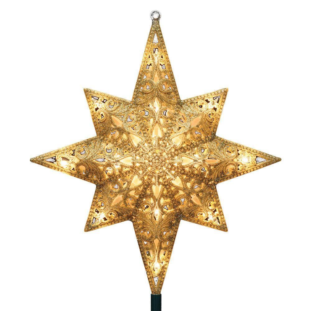 Holiday Classics 11 in. 16-Light Gold Glittered Bethlehem Star Tree Top - Hercitys