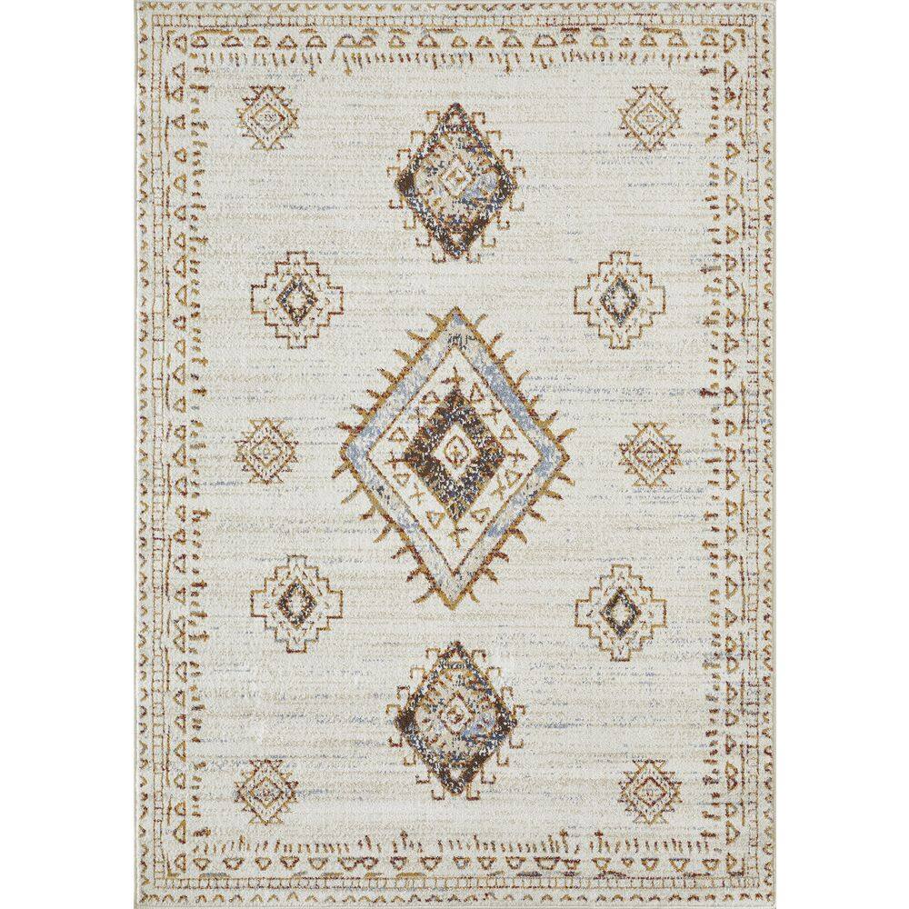Alsbrooke Temarnie Cream 5 ft. 3 in. x 7 ft. 3 in. Tribal Polypropylene Area Rug - Hercitys