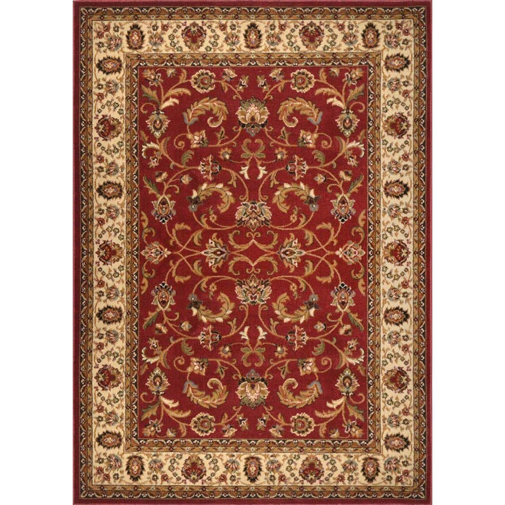 Royalty Red/Ivory 5 ft. x 7 ft. Indoor Area Rug - Hercitys
