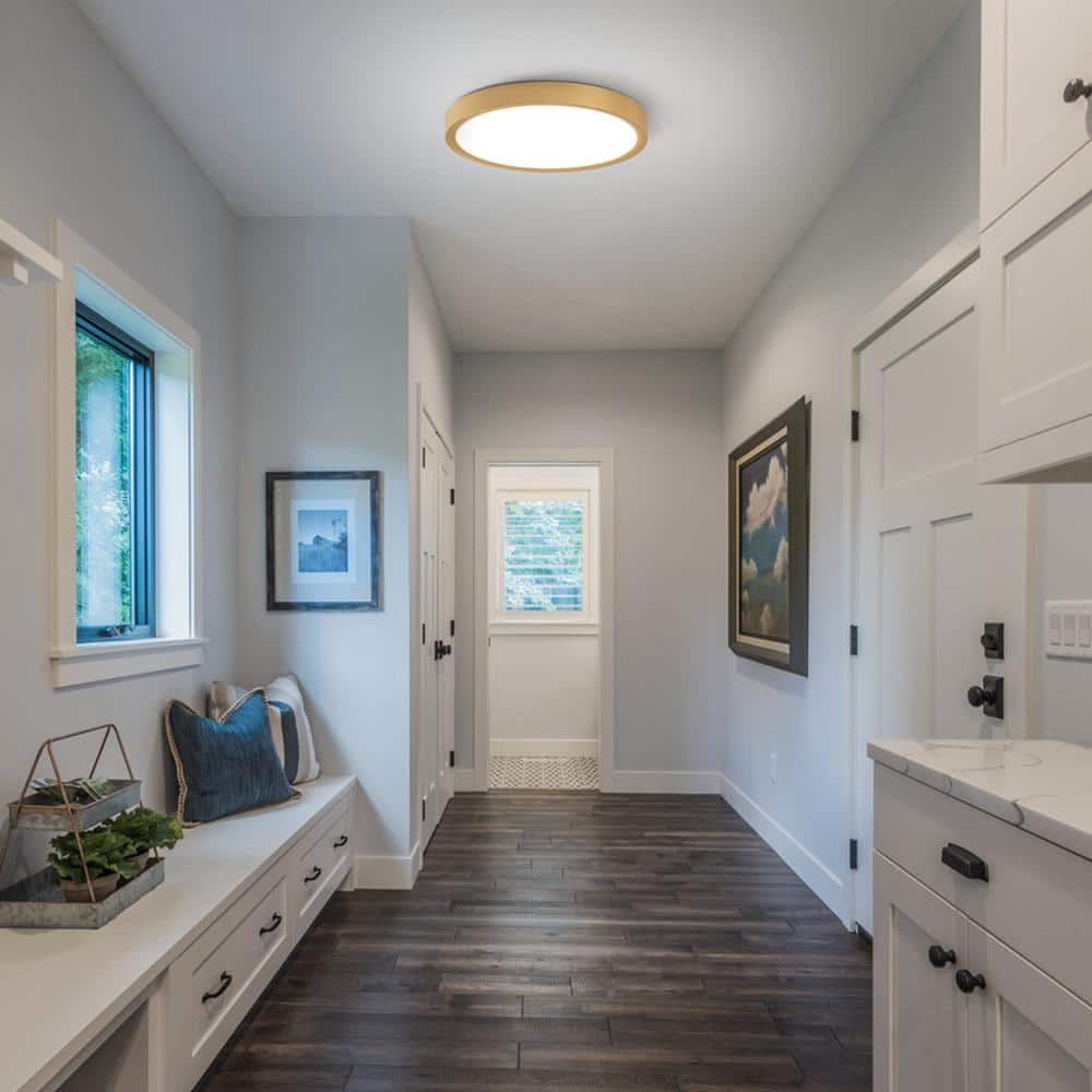 9.06 in. 1-Light Round Gold Dimmable LED Flush Mount Ceiling Lighting for Dining Room - Hercitys