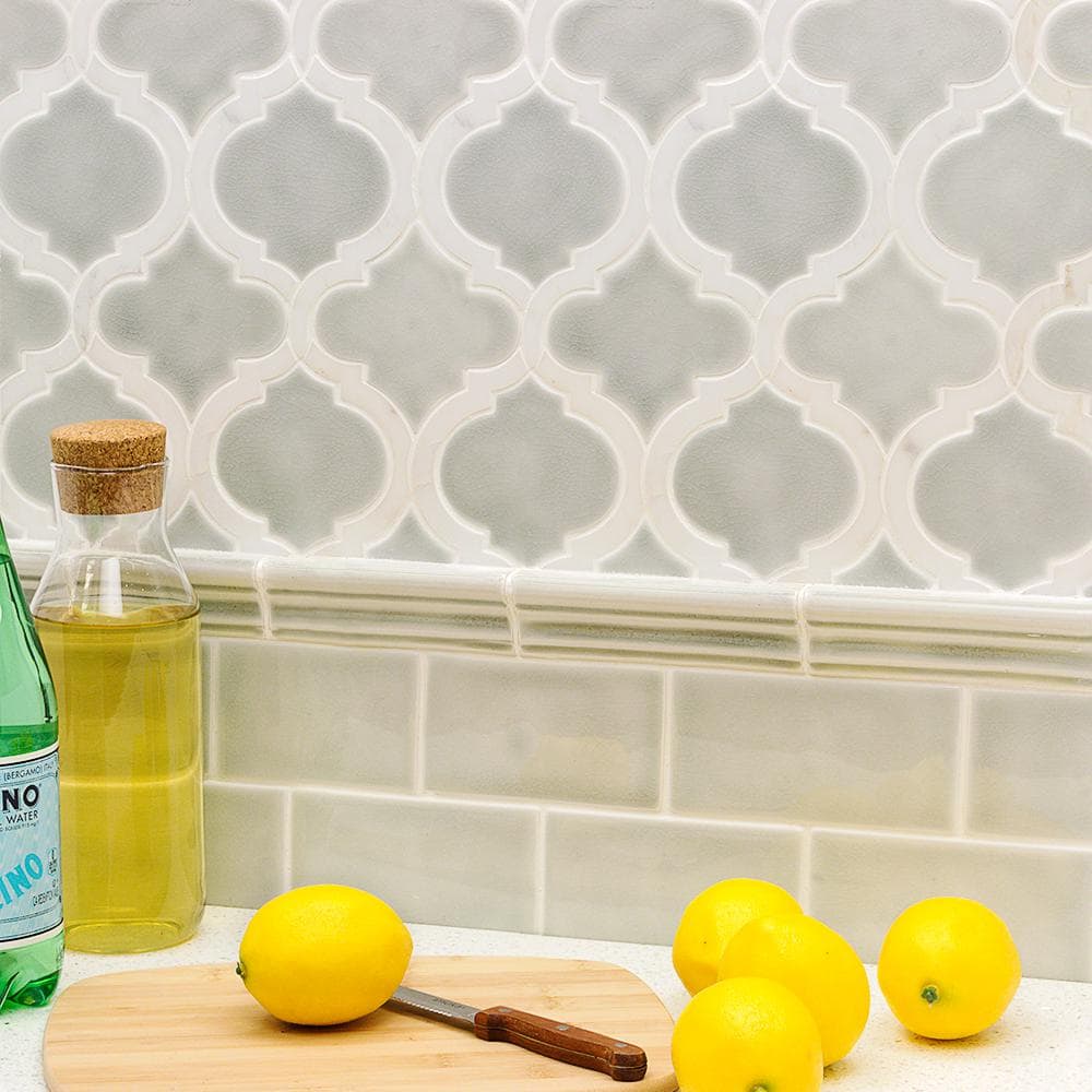 Delphi Arabesque Tundra 10 in. x 12 in. Glazed Ceramic Mosaic Tile (0.80 sq. ft./Sheet) - Hercitys