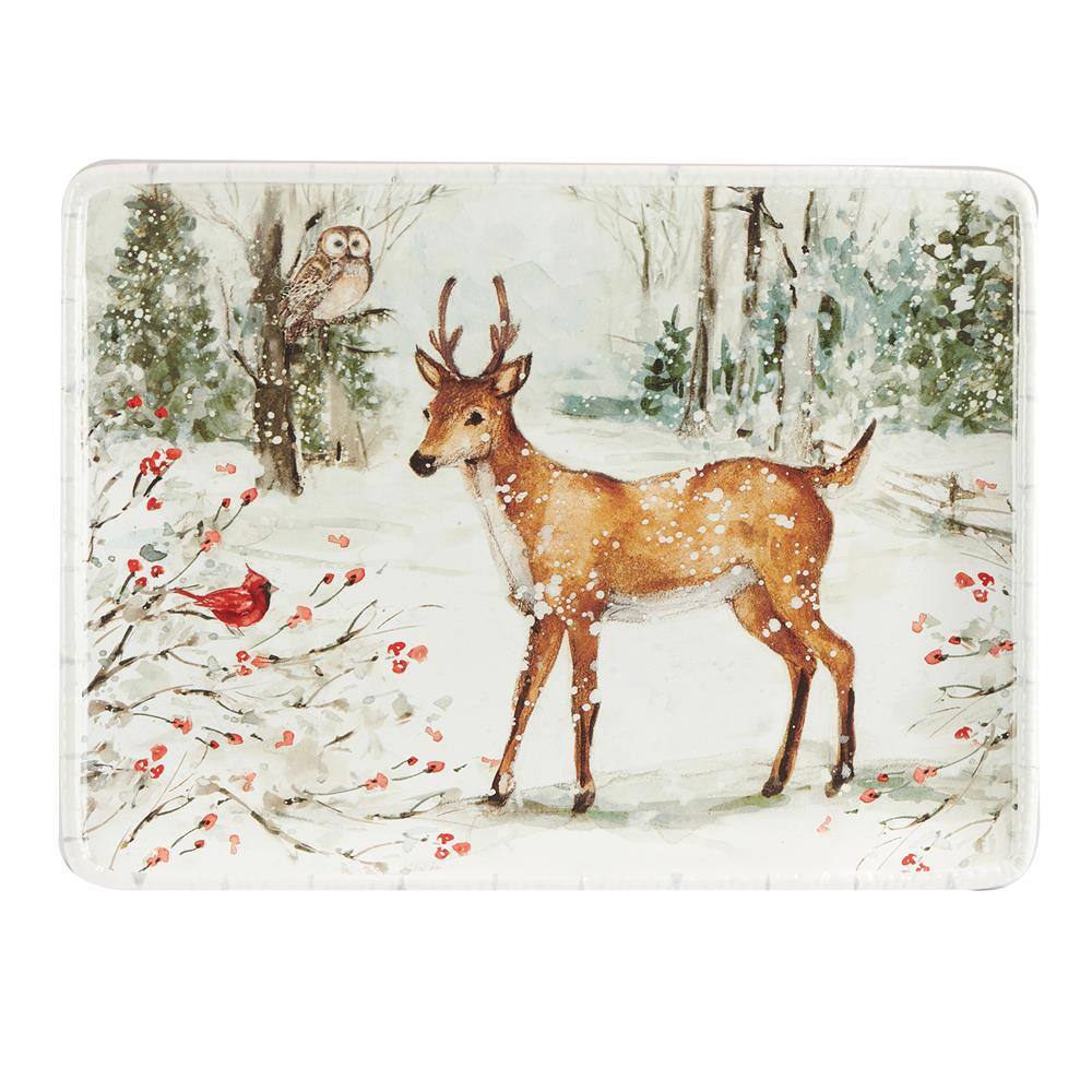 Winter’s Walk 12 in. Multi-Colored Earthenware Serving Platter - Hercitys