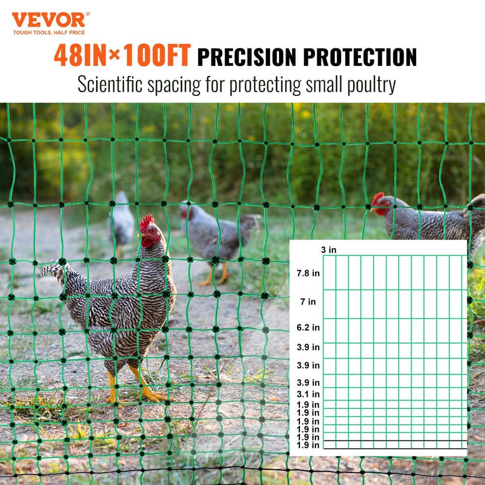 Electric Fence Netting 54.33 in. H x 100 in. L Polywire Fencing with Posts Double-Spiked Stakes Utility Portable Mesh - Hercitys