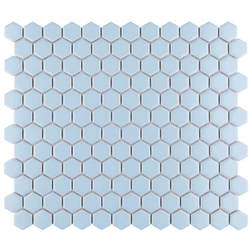 Metro 1 in. Hex Matte Light Blue 10-1/4 in. x 11-7/8 in. Porcelain Mosaic Tile (8.6 sq. ft./Case) - Hercitys