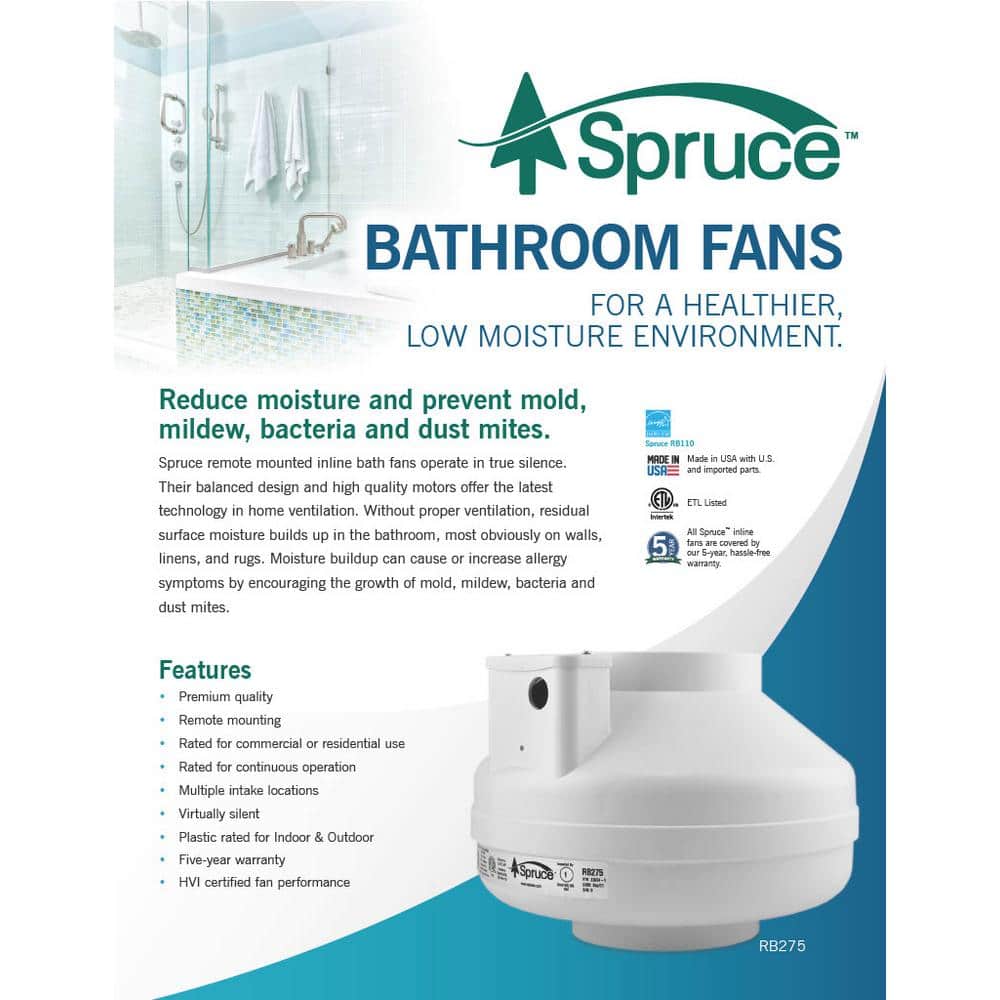 RV100 100 CFM 4 in. Inlet and Outlet Inline Ventilation Fan in White - Hercitys