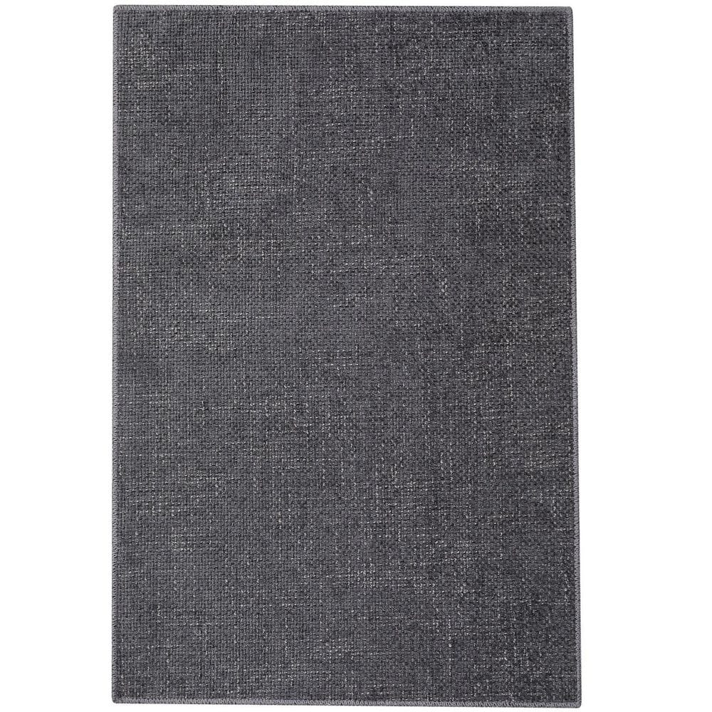 Modern Solid Rug Machine Washable Rug Low Pile Floor Cover Anti-stain Non-slip for Bedroom Hallway Dark Gray，5X7ft - Hercitys