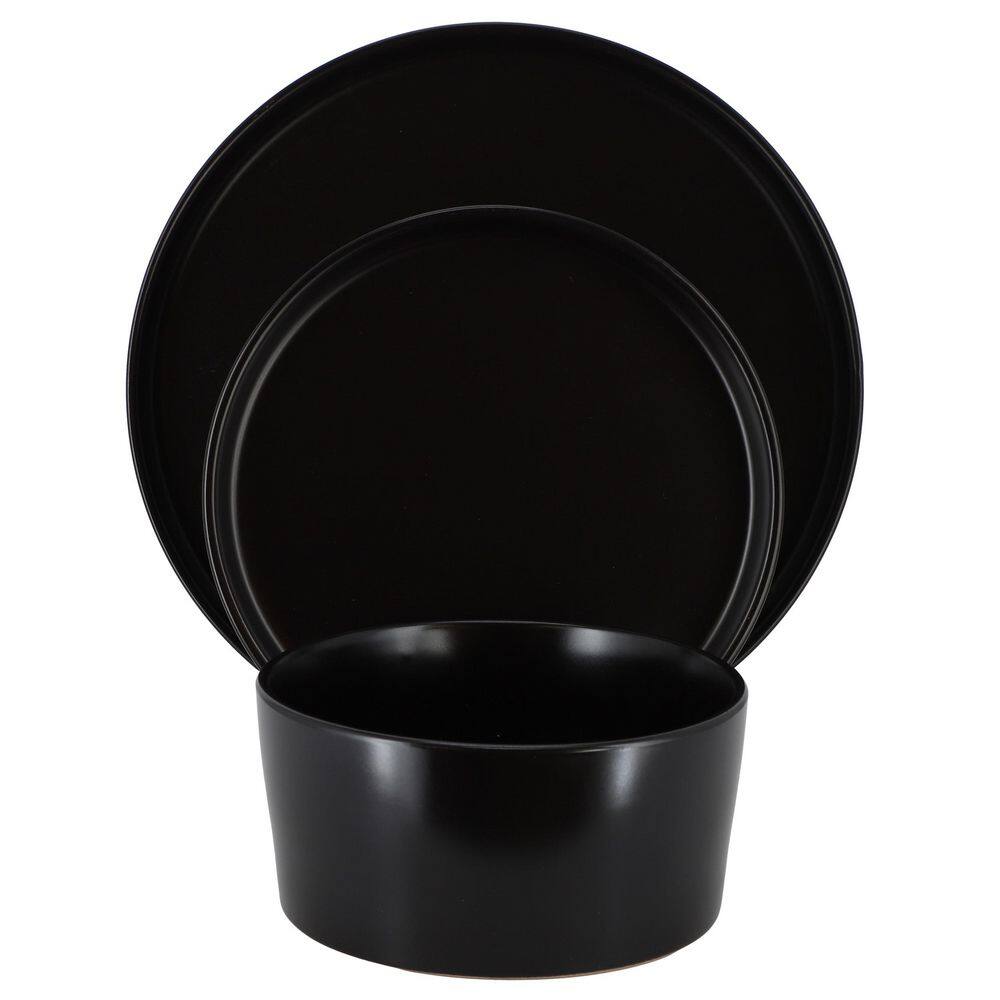 Josh 18 Piece Stoneware Dinnerware Set in Matte Black - Hercitys