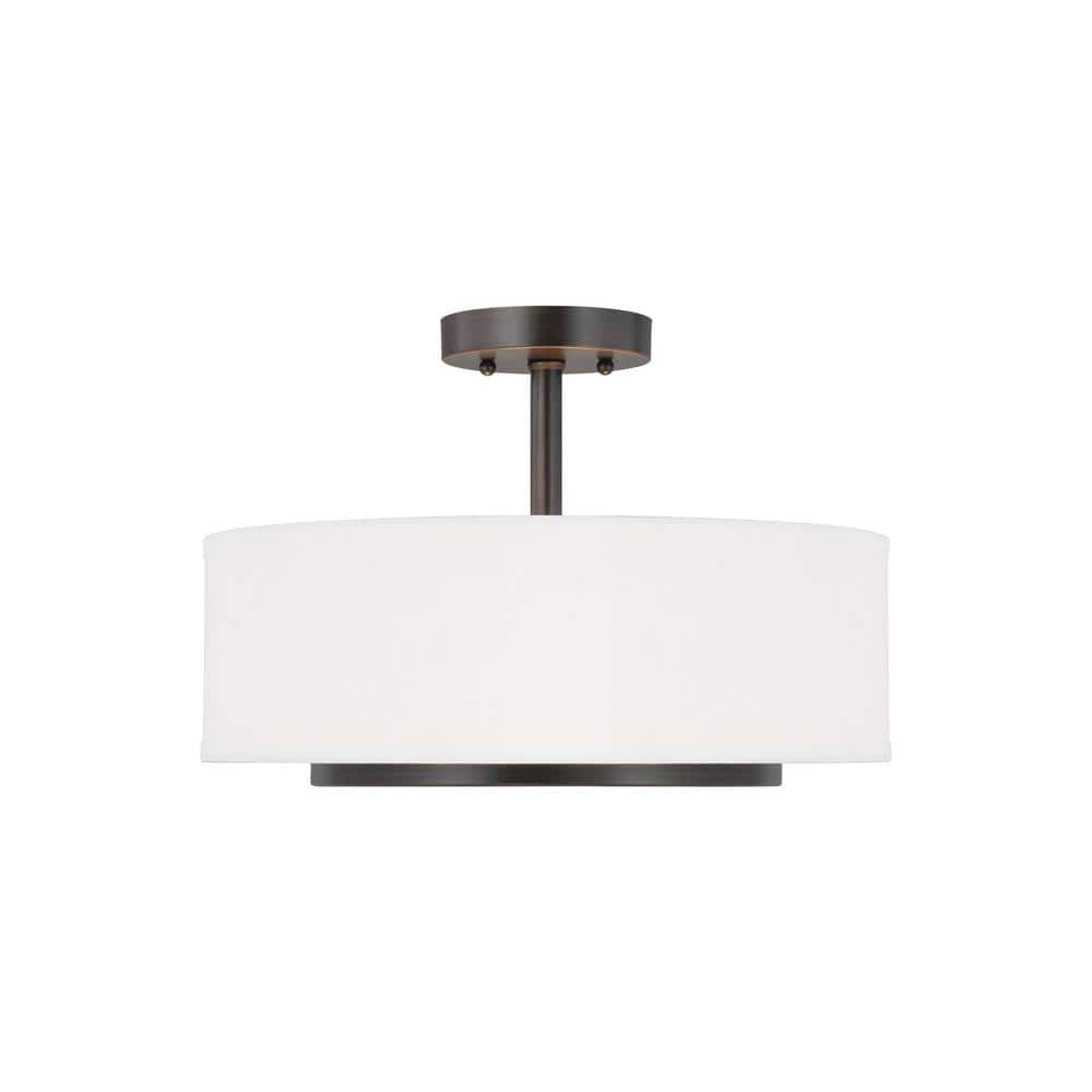 Nance 16.25 in. 2-Light Bronze Semi-Flush Mount Convertible Pendant - Hercitys