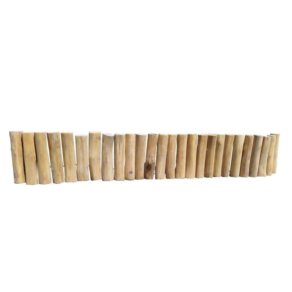 60 in. x 2 in. x 10 in. Natural Color Even Solid Teak Wood Log Edging - Hercitys
