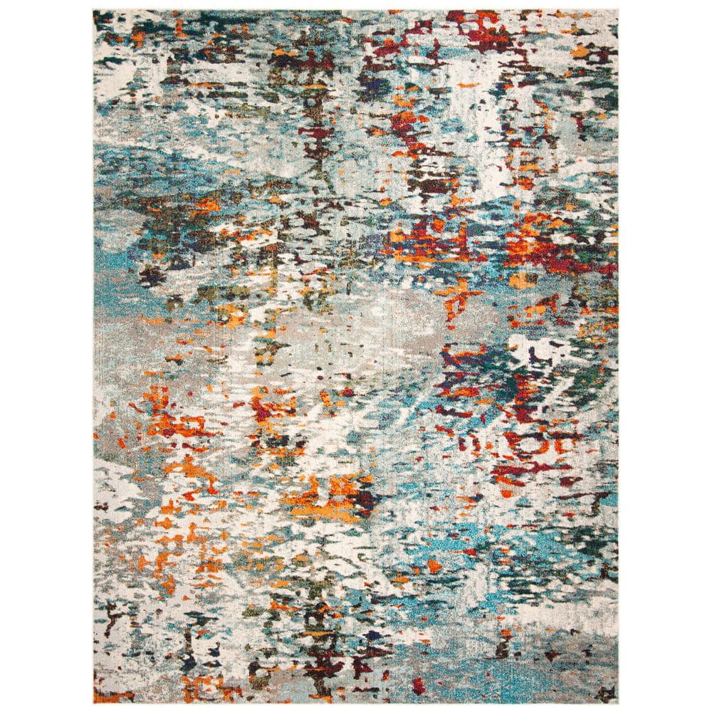 Madison Gray/Blue 9 ft. x 12 ft. Distressed Area Rug - Hercitys