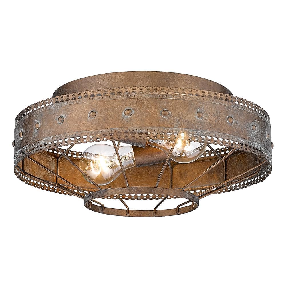 Ferris 3-Light Copper Patina Flush Mount Light - Hercitys